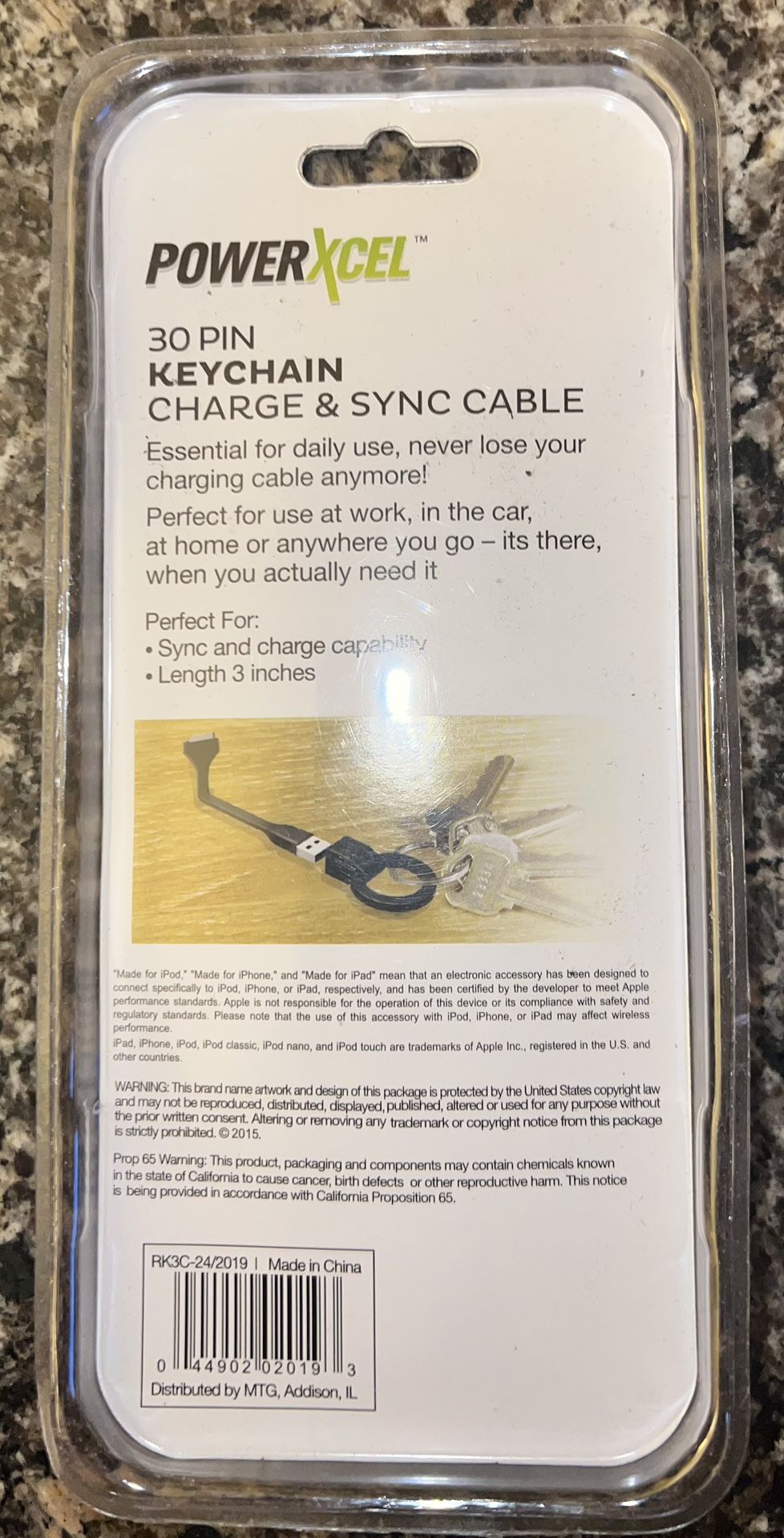 POWER XCEL 30 PIN KEYCHAIN CHARGE / SYNC CABLE for iPod, iPhone, - photo 2