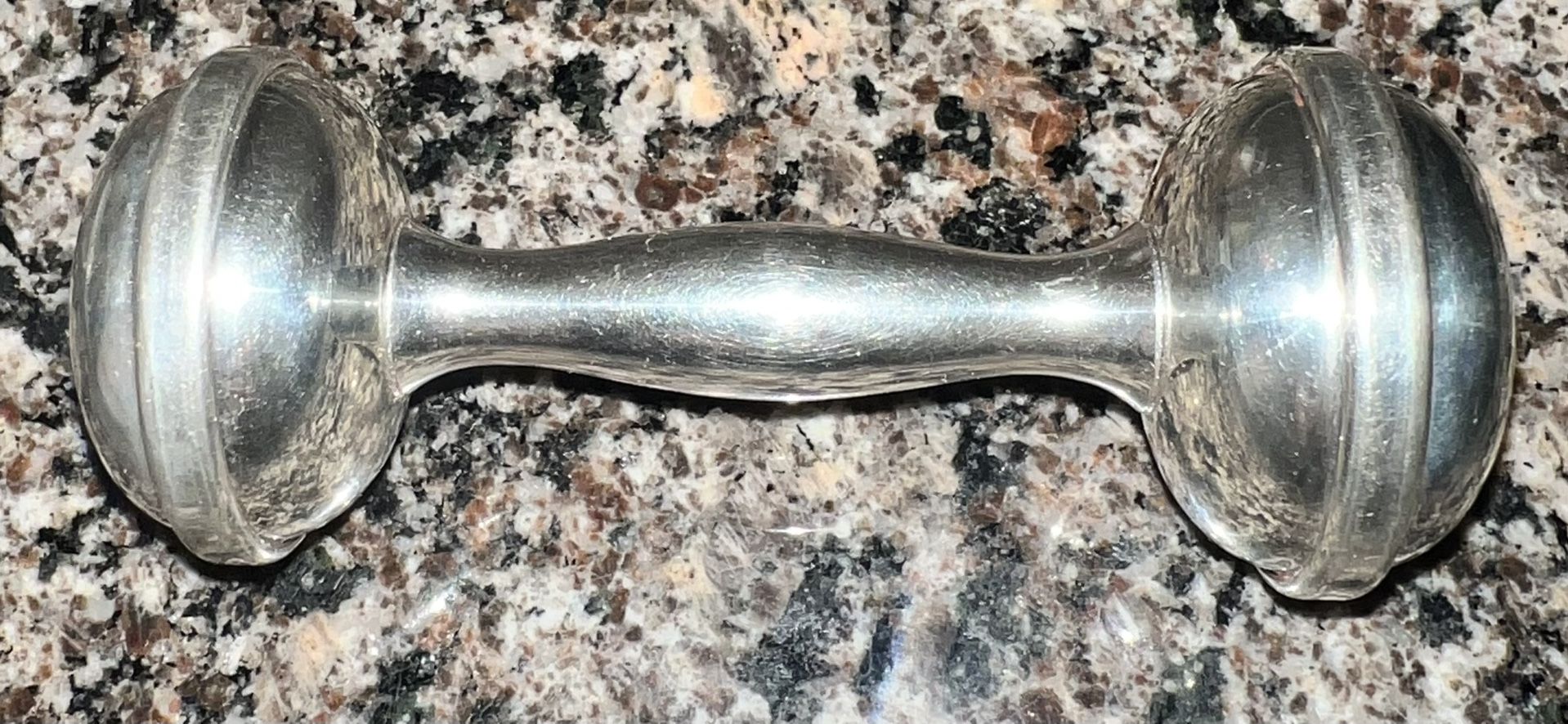 Vintage Silver Tone Dumbbell Baby Rattle - photo 3