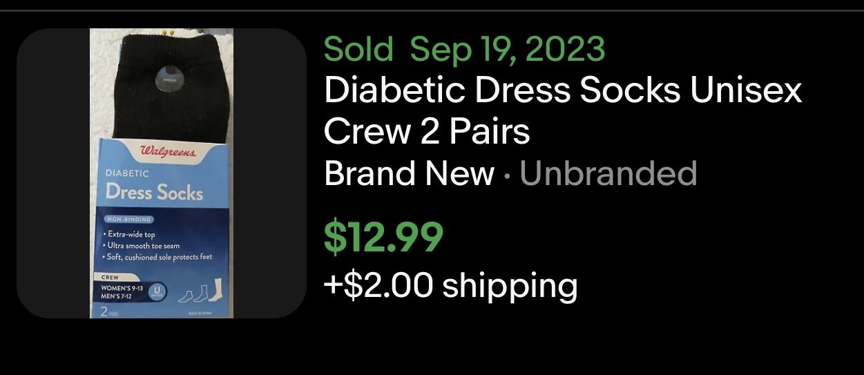 Walgreens Diabetic Dress Socks Unisex Crew (2 Pairs) M 7-12/W 9- - photo 3