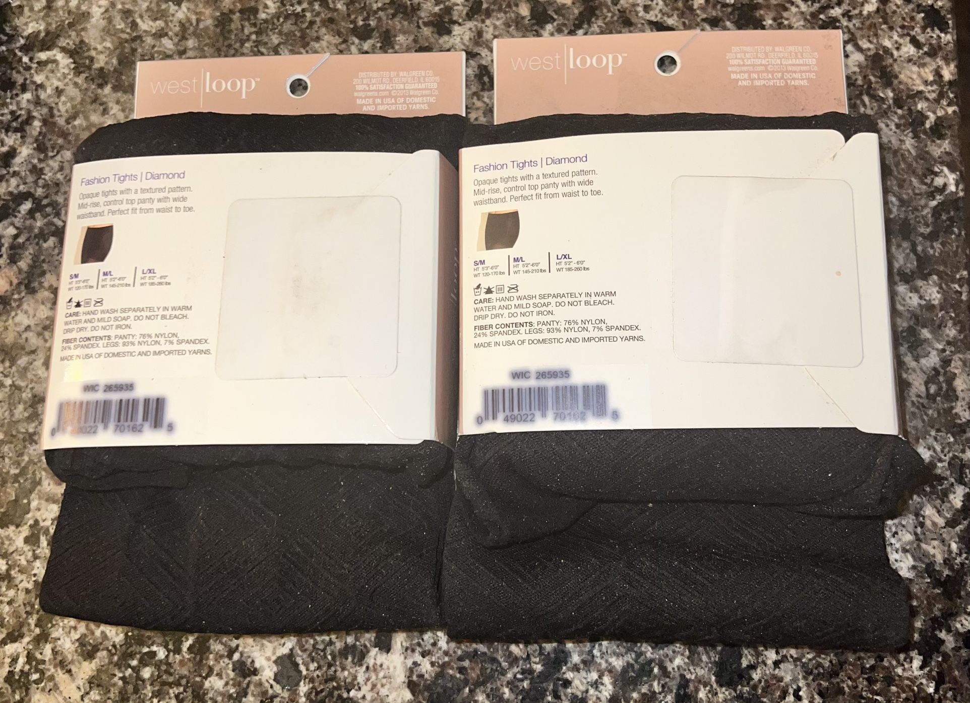 2 Pairs West Loop Black Diamond Control Top Tights M/L NEW - photo 2