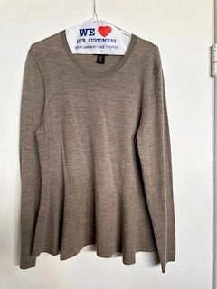 Womens XL Taupe Fine Marino Wool Sweater