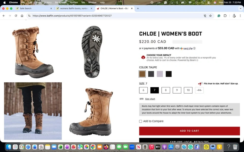 Women's Chloe Baffin Boots Sz 8 worn twice - photo 3