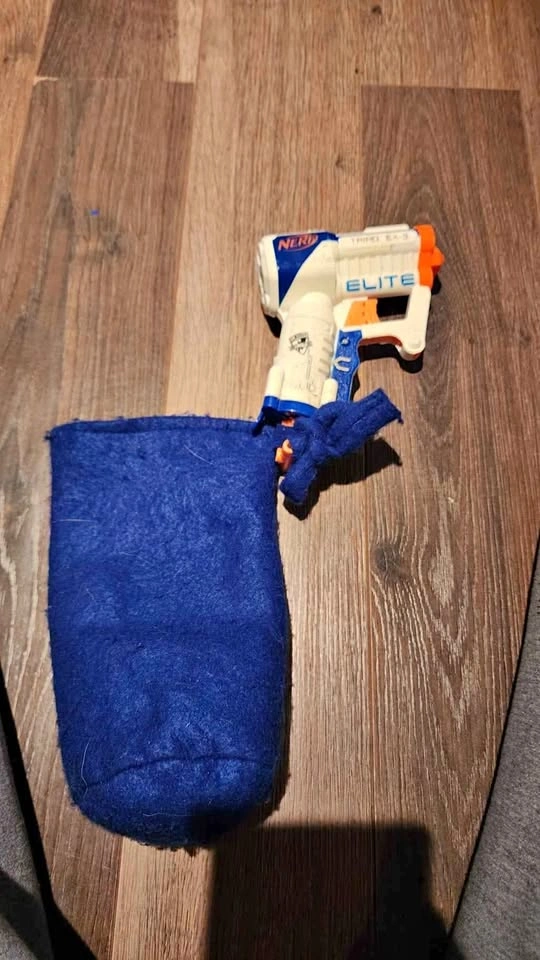 Nerf pistol with a nerf bag