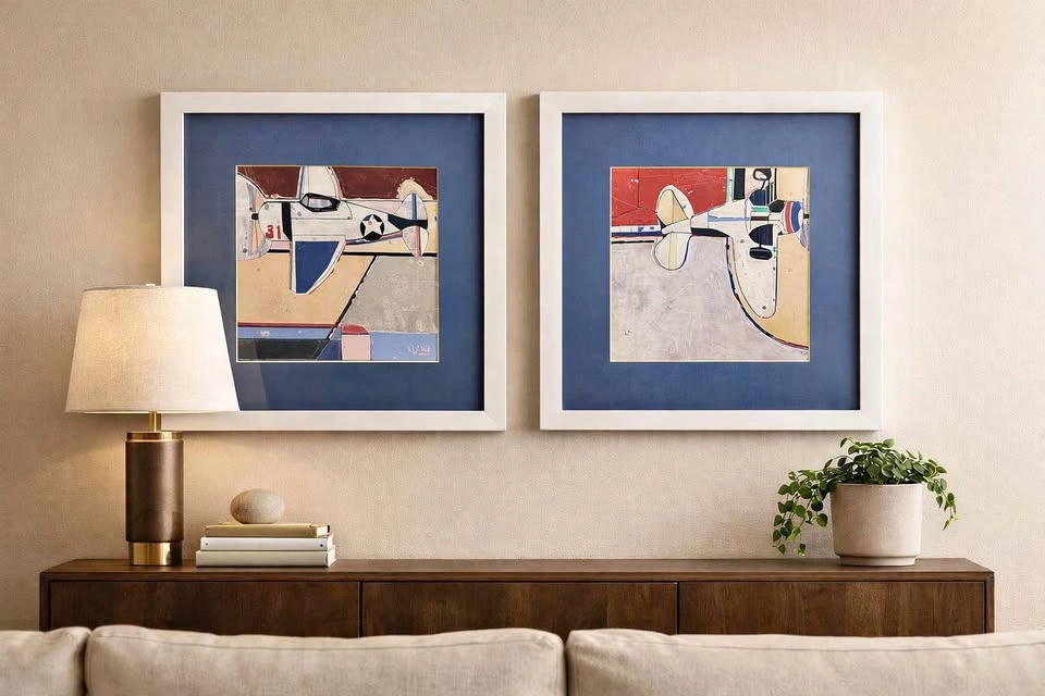 Framed Vintage Airplane Prints (Set of 2)
