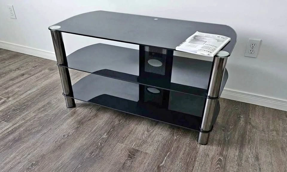 Black Tempered Glass TV Stand