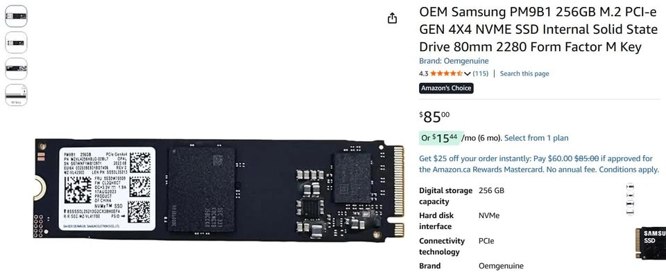 Samsung M.2 PCIe SSD 256GB - photo 3