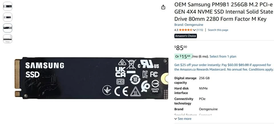 Samsung M.2 PCIe SSD 256GB - photo 4