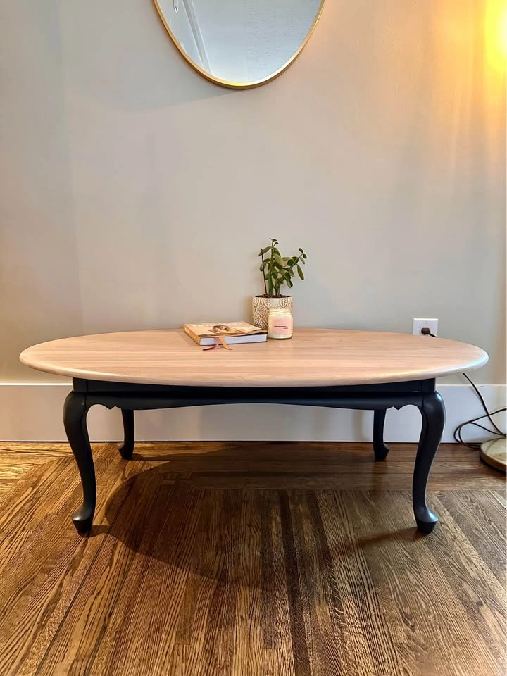 Modern Oval Coffee Table – Solid Wood, Freshly Finished