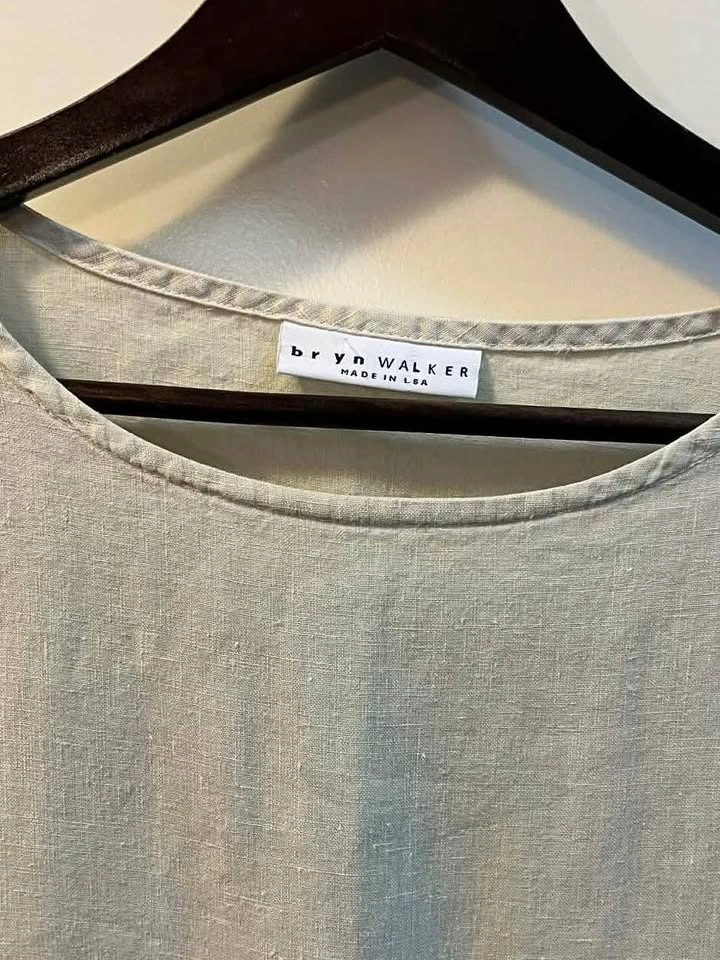 Bryn Walker Linen Boxy Blouse Button Lagenlook Top Beige Small - photo 2