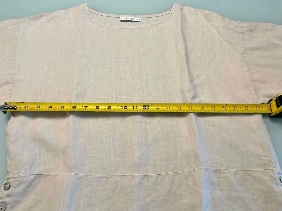 Bryn Walker Linen Boxy Blouse Button Lagenlook Top Beige Small - photo 5