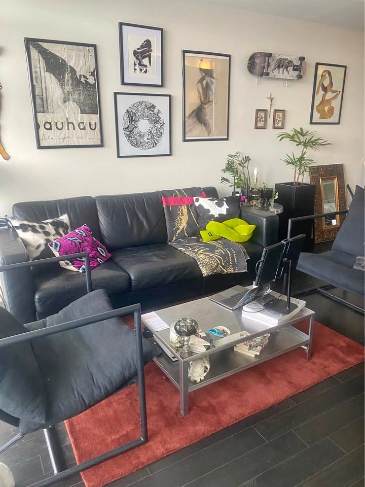 Black leather couch