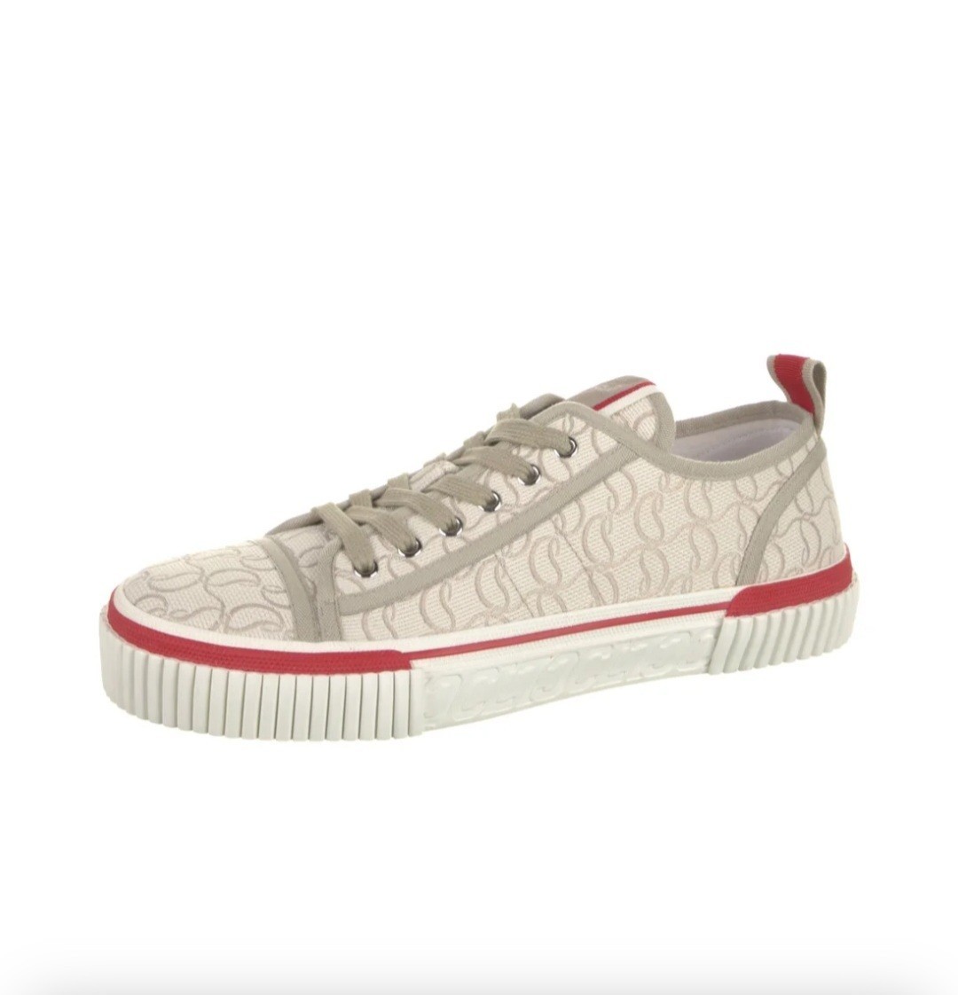 Christian Louboutin Pedro Junior Sneakers Beige Monogram Logo 44 - photo 3