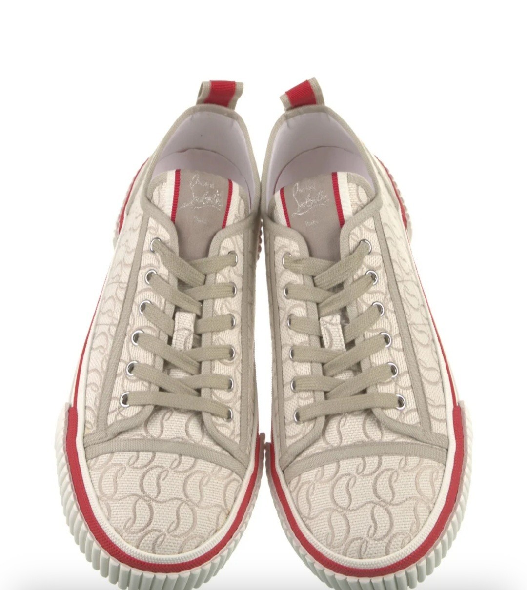 Christian Louboutin Pedro Junior Sneakers Beige Monogram Logo 44 - photo 5