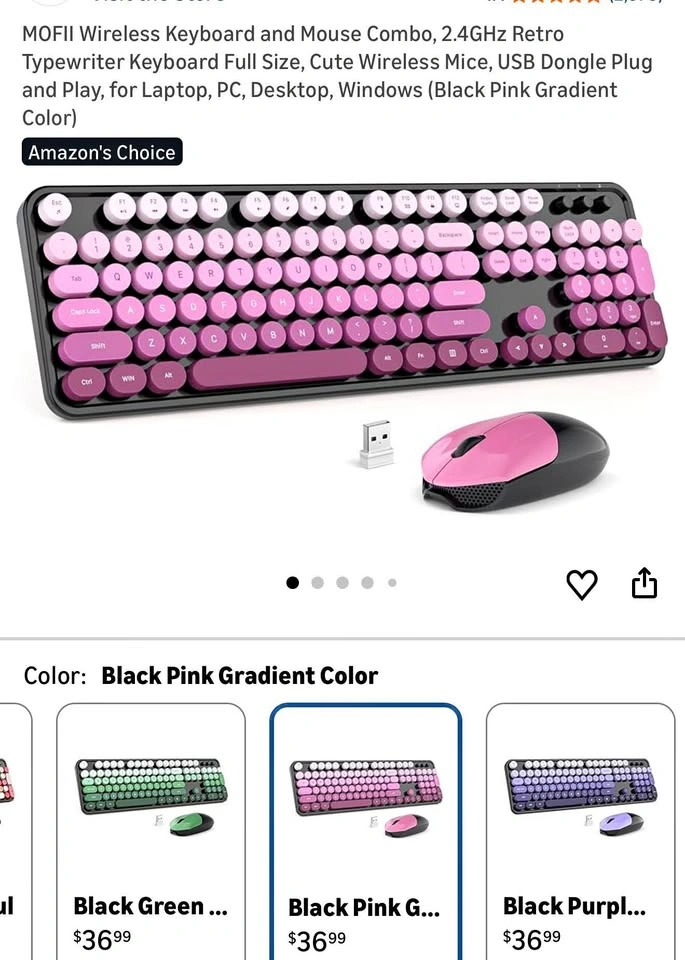 (New) Wireless Keyboard and Mouse Combo (Black Pink Gradient Col