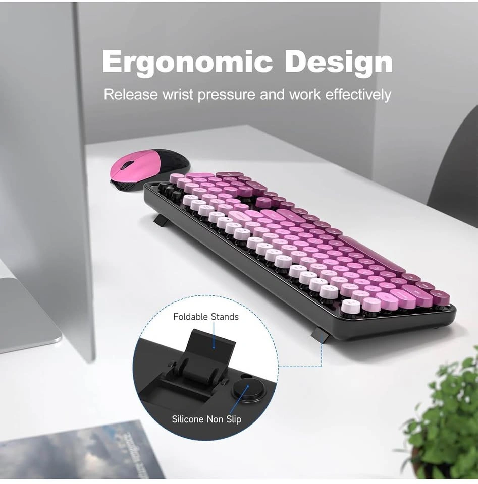 (New) Wireless Keyboard and Mouse Combo (Black Pink Gradient Col - photo 3