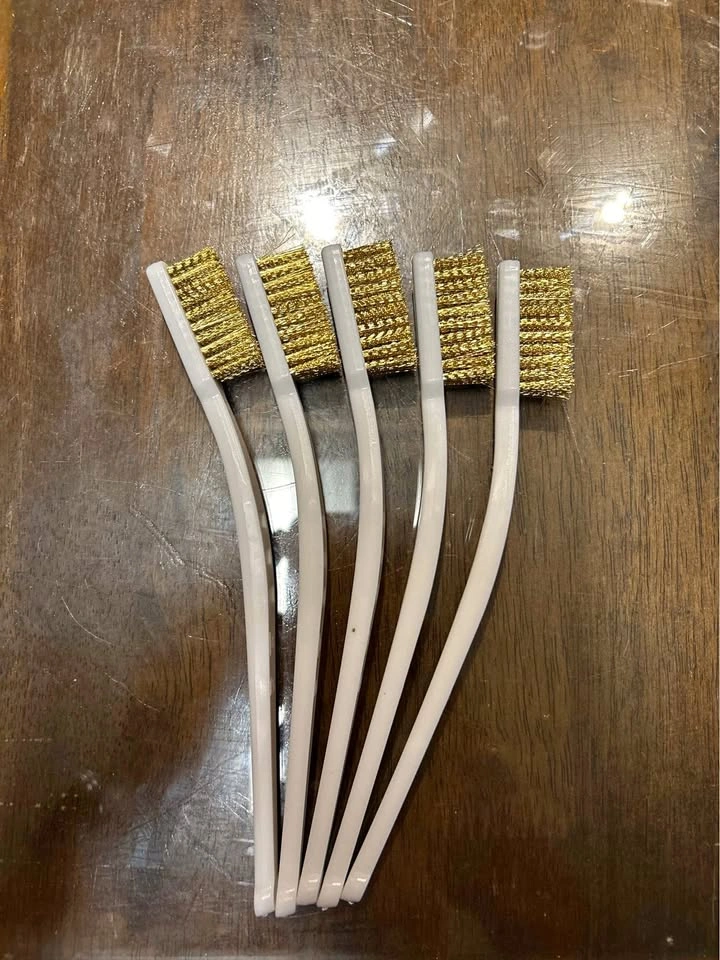 Set of five brass wire brushes