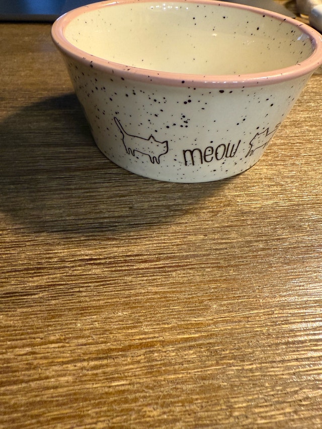 Ceramic Cat Bowl with 'Meow'
