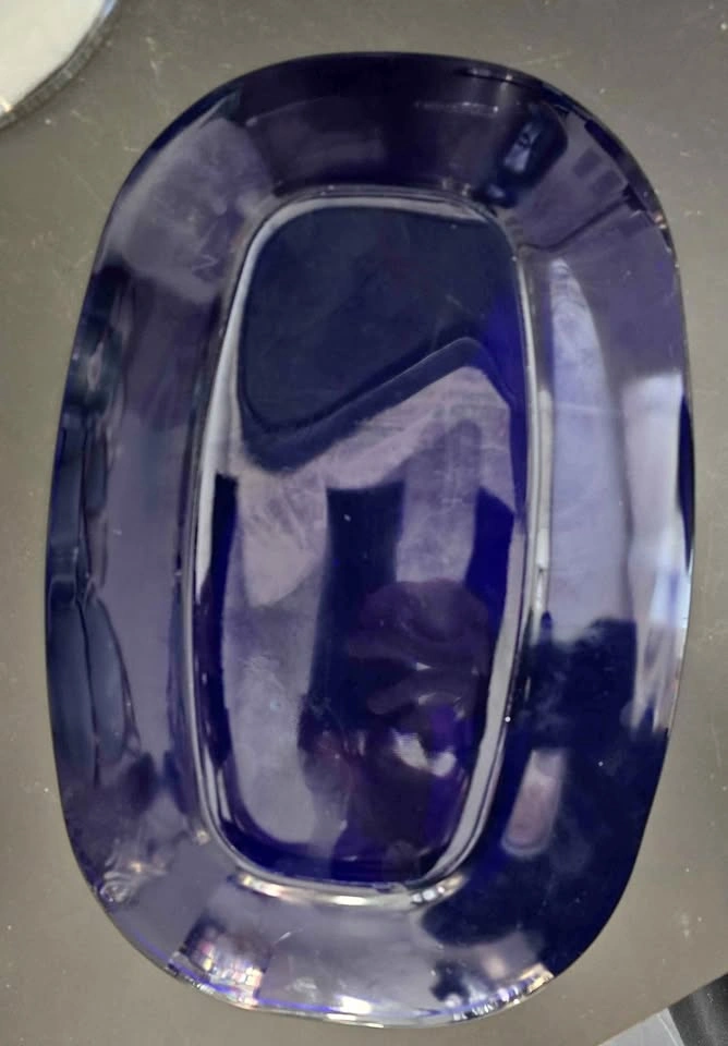 Vintage Cobalt Blue Glass Platter