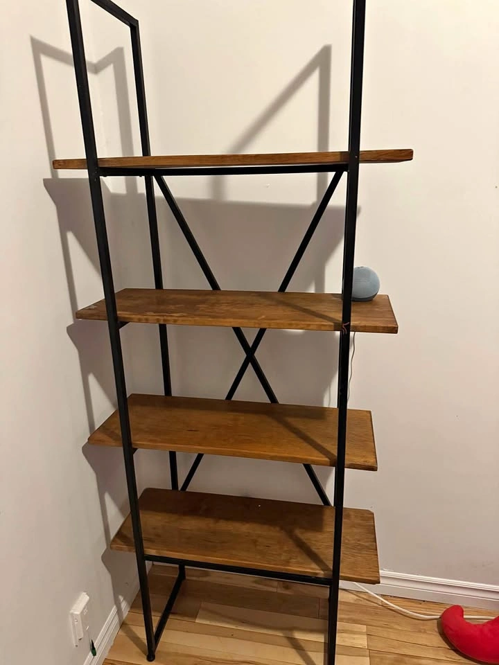 4-tier Industrial Wood Metal Bookshelf
