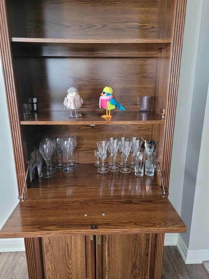Dark Wood Bookcase with Hidden Bar - photo 2