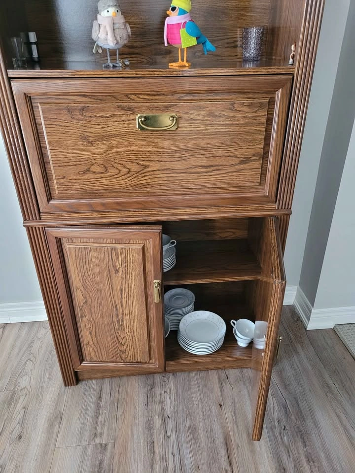 Dark Wood Bookcase with Hidden Bar - photo 3