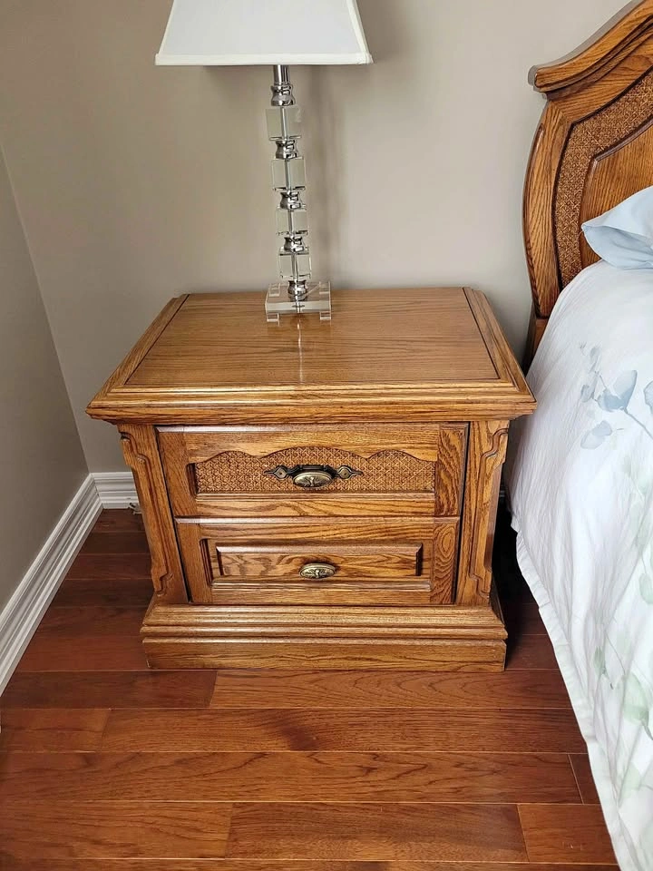 Solid Wood Nightstand, 2 Drawers