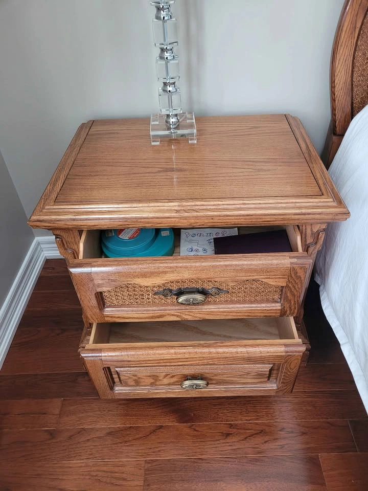 Solid Wood Nightstand, 2 Drawers - photo 2