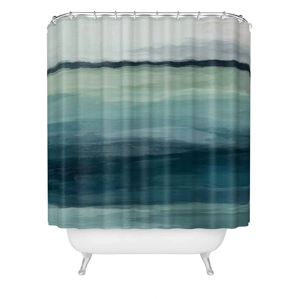 NEW Bouclair Abstract Blue Green Shower Curtain