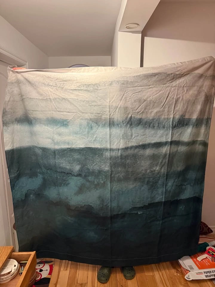 NEW Bouclair Abstract Blue Green Shower Curtain - photo 2