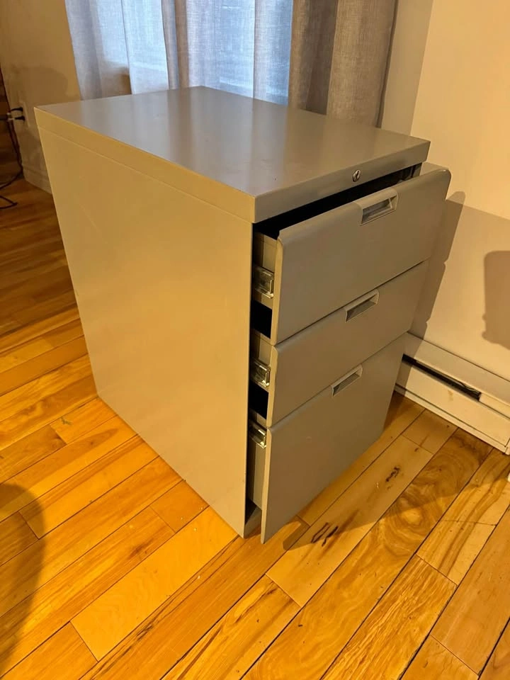 Grey Metal 3-Drawer Filing Cabinet