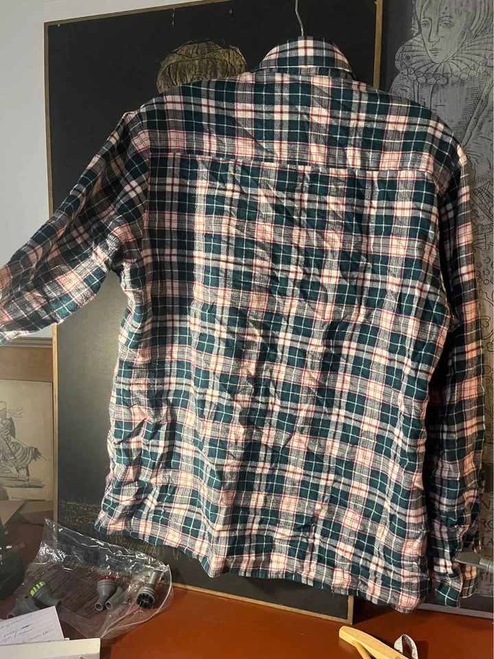 Vintage Forest Green / Red Cotton Flannel Plaid - Size Large - photo 4