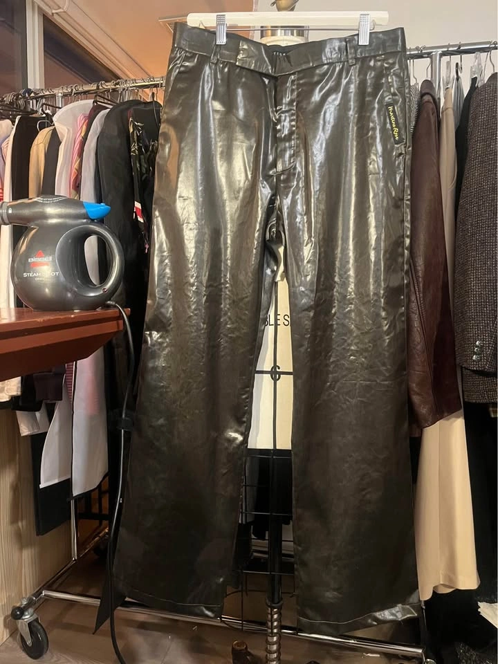 Martine Rose Men's Shiny Olive Green Trousers - photo 4