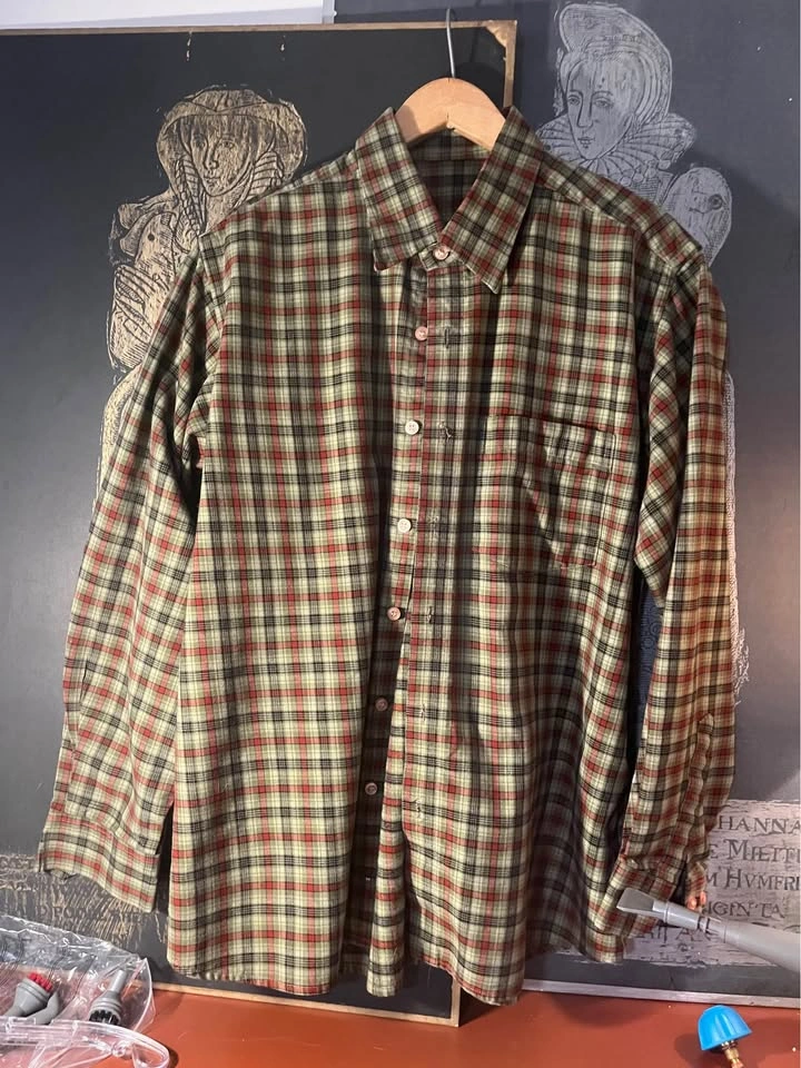 Vintage Deadstock Cotton/Wool Button Up Micro Plaid (L) - photo 4