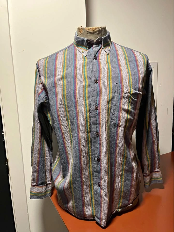 Vintage Unisex Cotton Button-Up Shirt - Medium