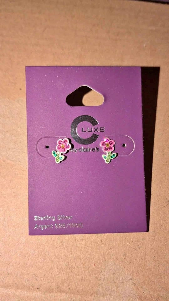 Claire's Sterling Silver Flower Spring Earrings