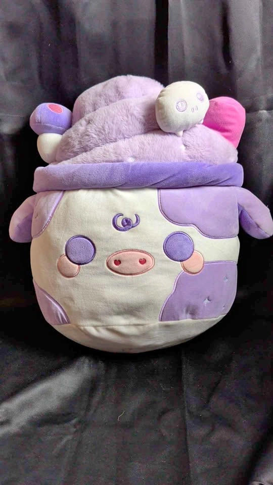 Large Purple Witchy Goth Cow Milkshake Plush