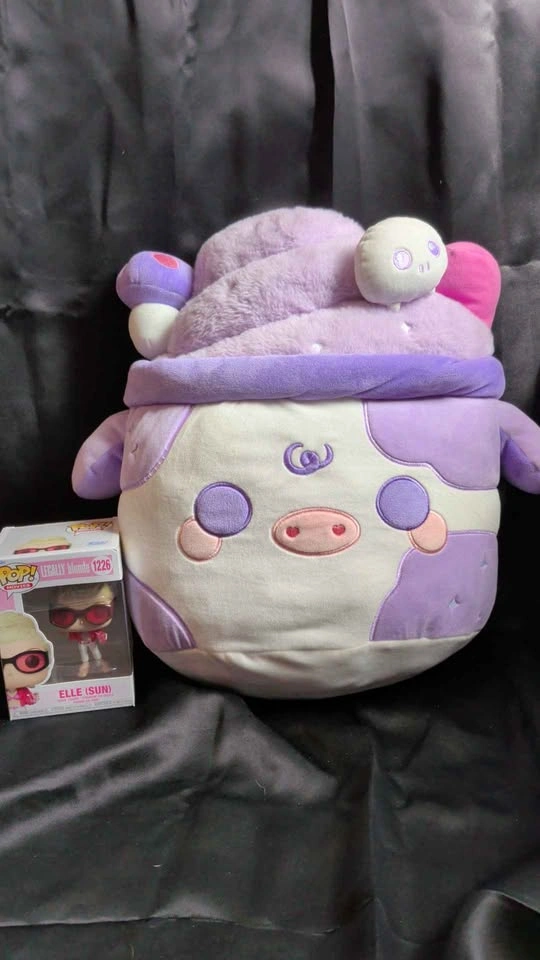 Large Purple Witchy Goth Cow Milkshake Plush - photo 4