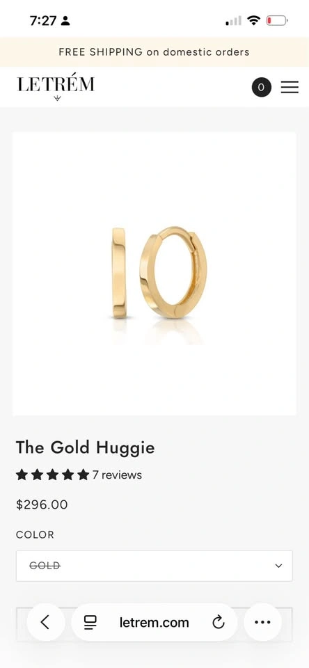 Letrem 14k Solid Gold Huggies - 10mm - photo 2