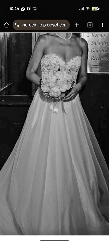 Mikaela Strapless Lace Bodice A-Line Wedding Dress