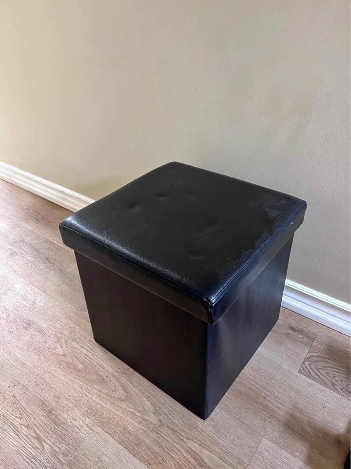 Faux Leather Ottoman Seat with Storage