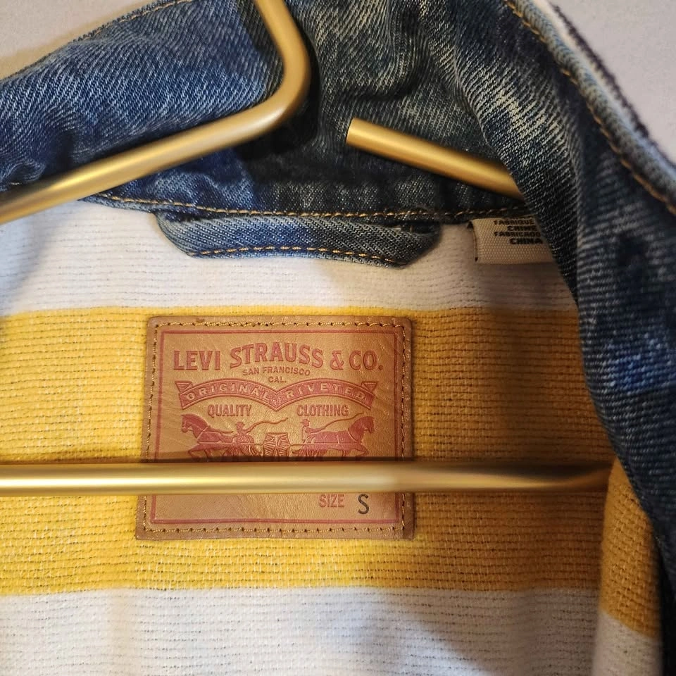 Levi’s x HBC Denim Trucker Jacket - Striped Blanket Lined - Size - photo 3