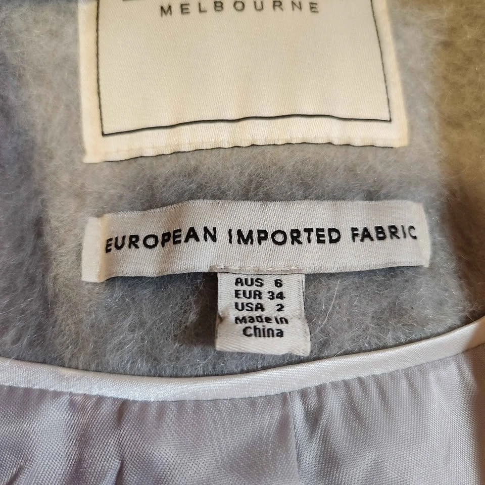 Ever New Melbourne Pink Grey Plaid Mohair Wool Coat Faux Fur Col - photo 3