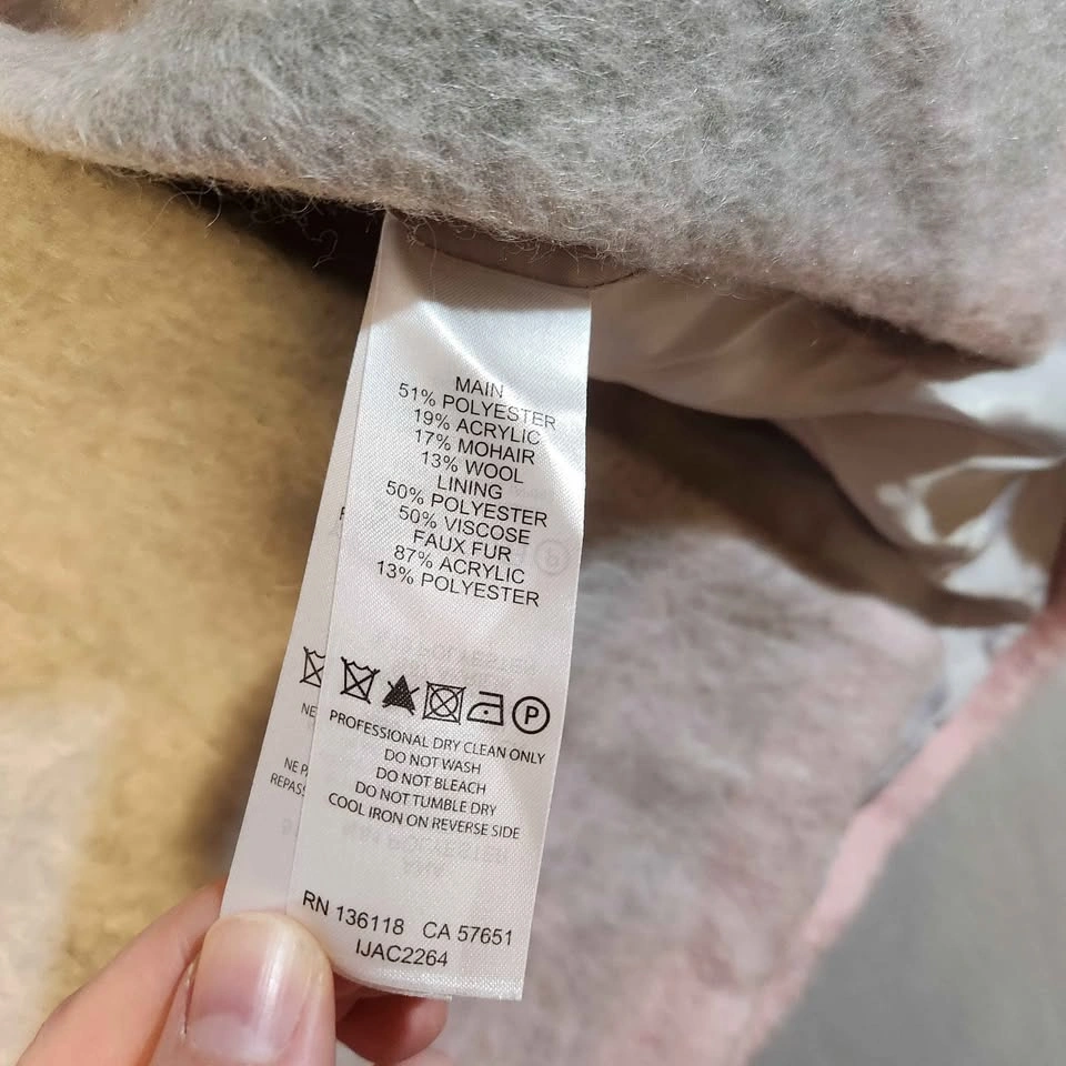 Ever New Melbourne Pink Grey Plaid Mohair Wool Coat Faux Fur Col - photo 4