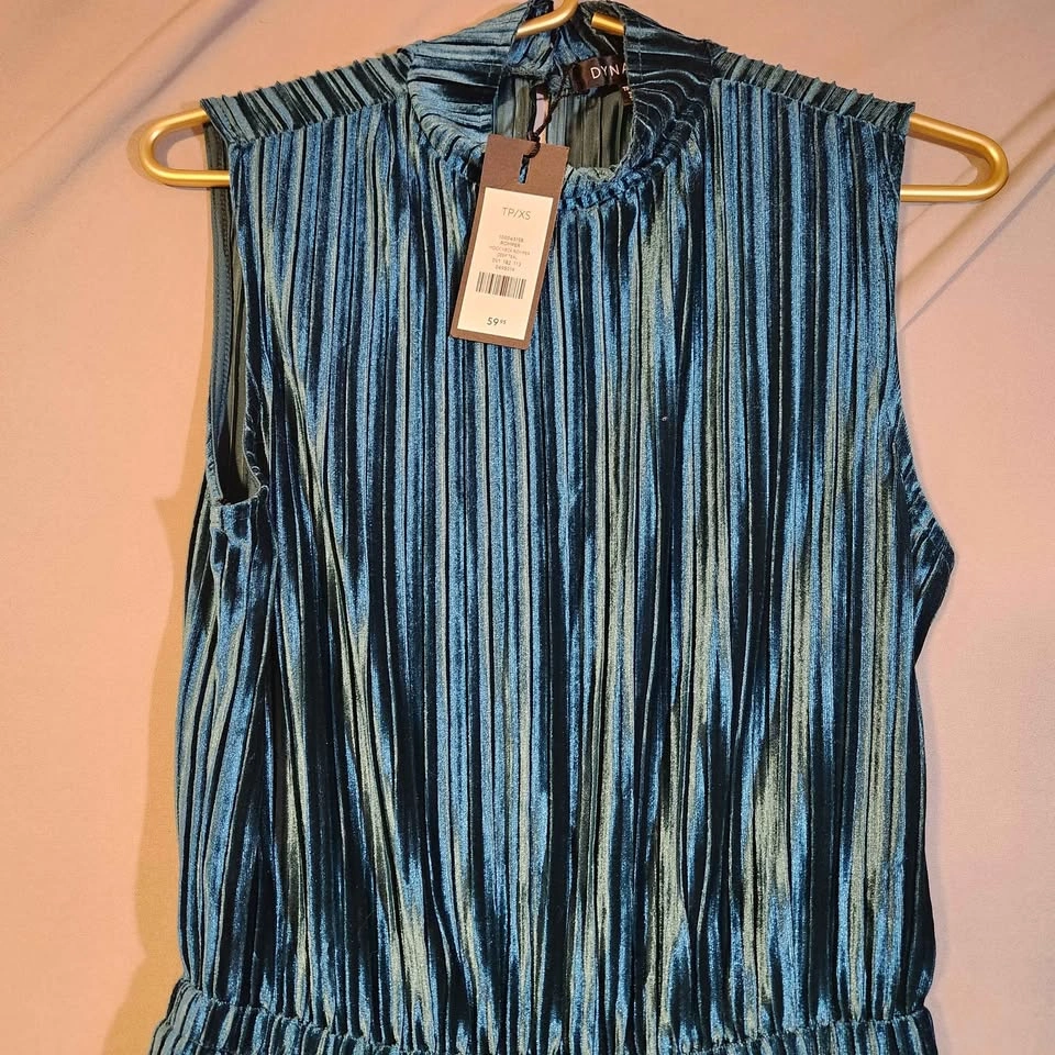 New With Tag DYNAMITE Blue Pleated Sleeveless Jumpsuit TP/XS - photo 3
