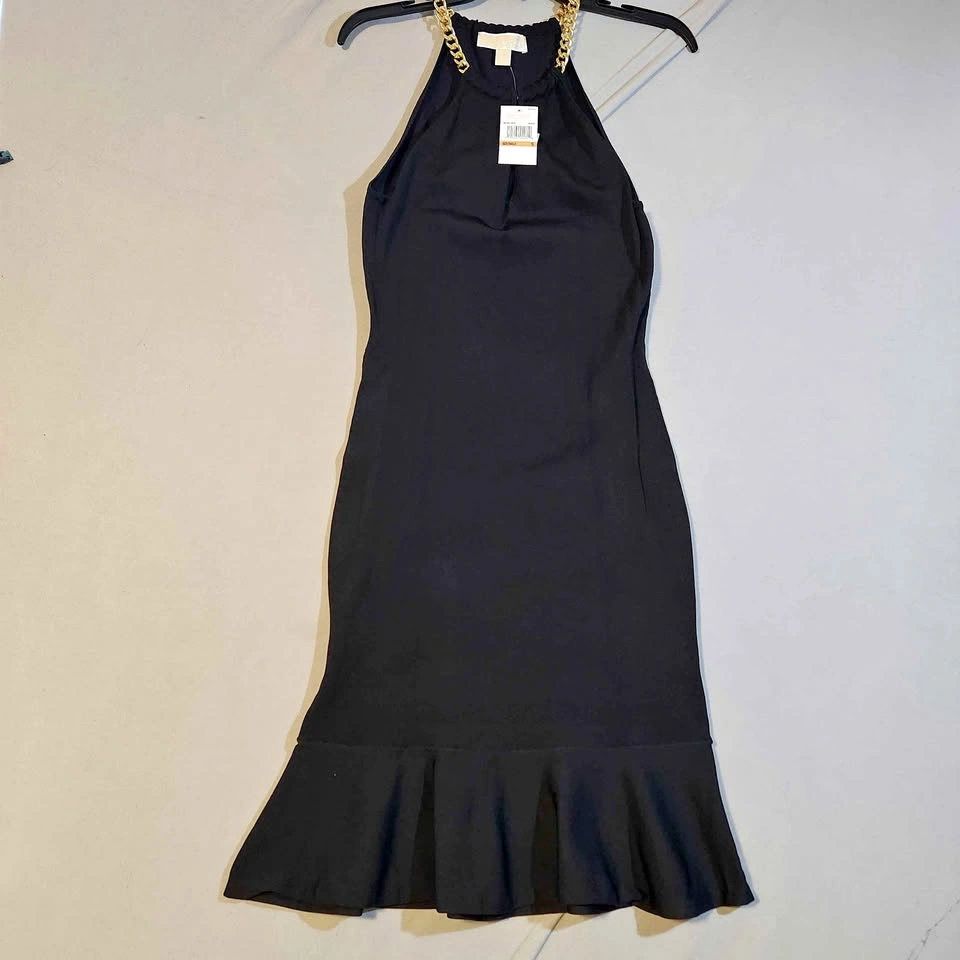 New Michael Kors Halter-Neck Cocktail Dress w/ Gold Chain - Size
