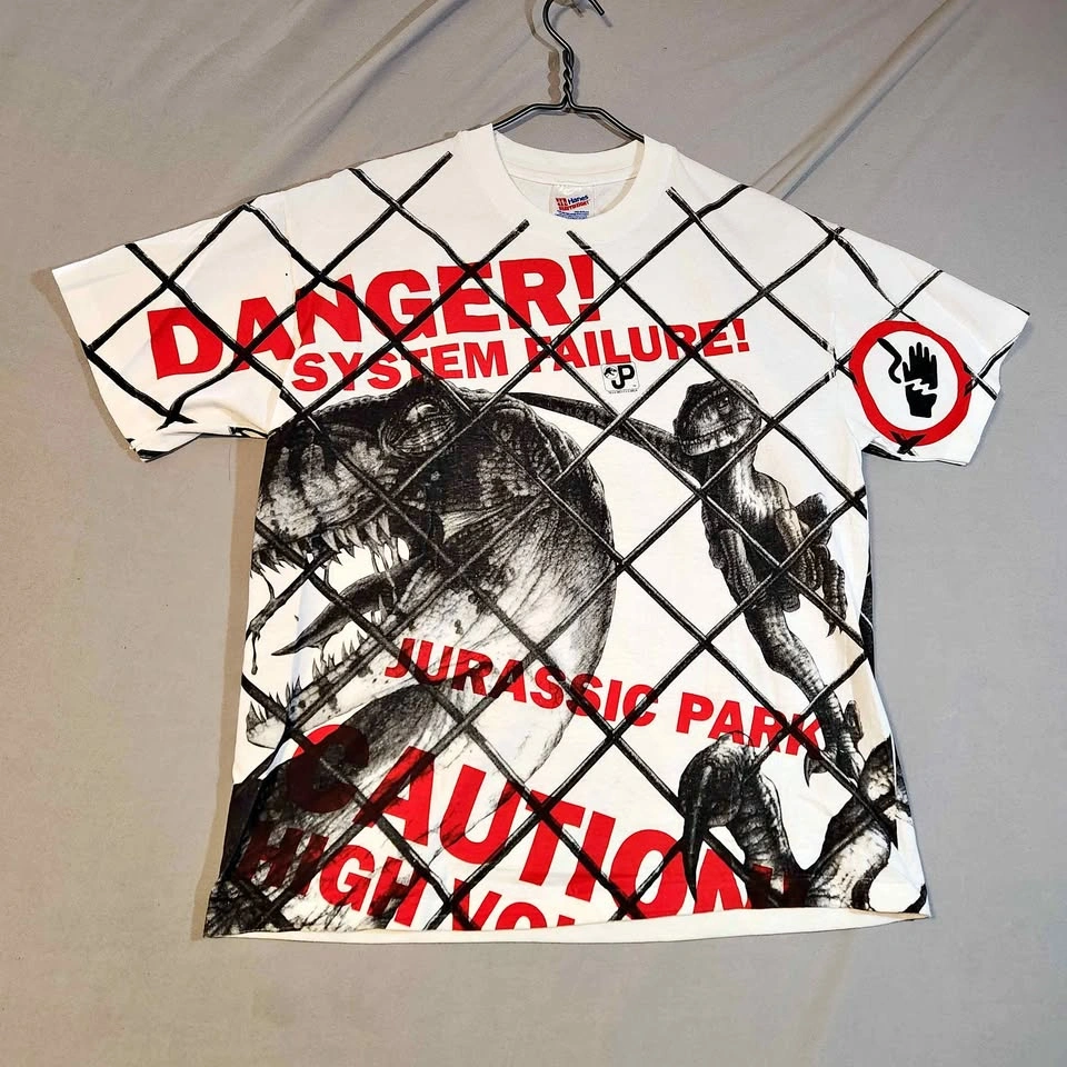 1993 Jurassic Park All Over Print T-Shirt Men's Large