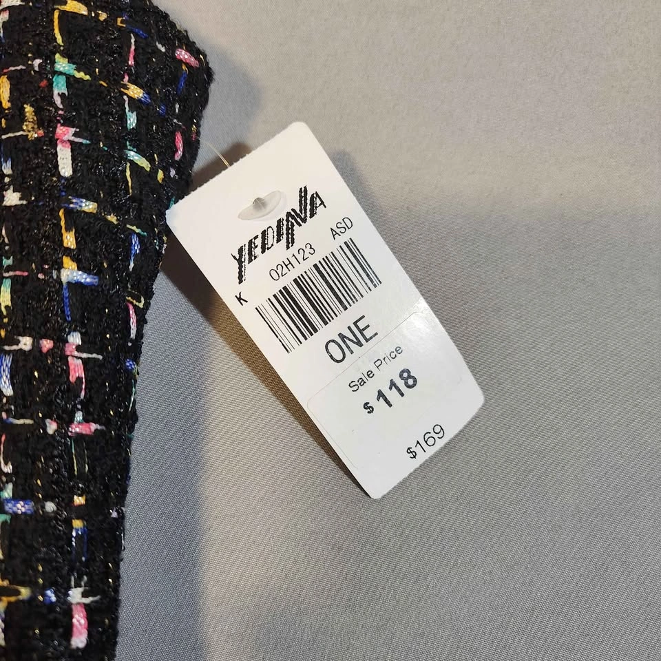 NWT YEDINA Black Colorful Tweed Dress One Size (approx XS/S) - photo 4