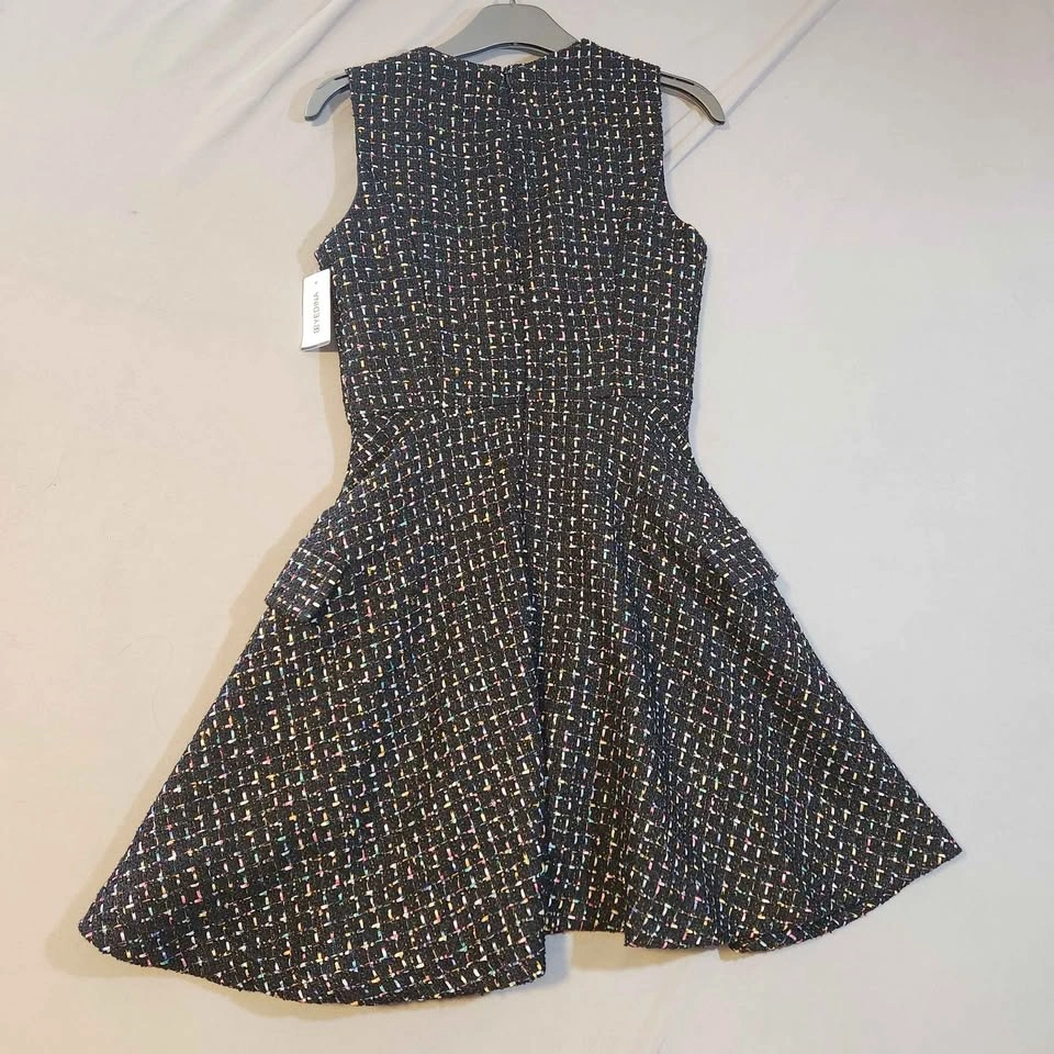NWT YEDINA Black Colorful Tweed Dress One Size (approx XS/S) - photo 5