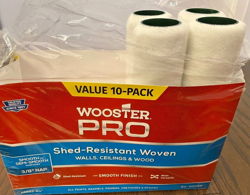 4 Wooster Pro Woven Roller Covers - 9.5" x 3/8" - $4 each