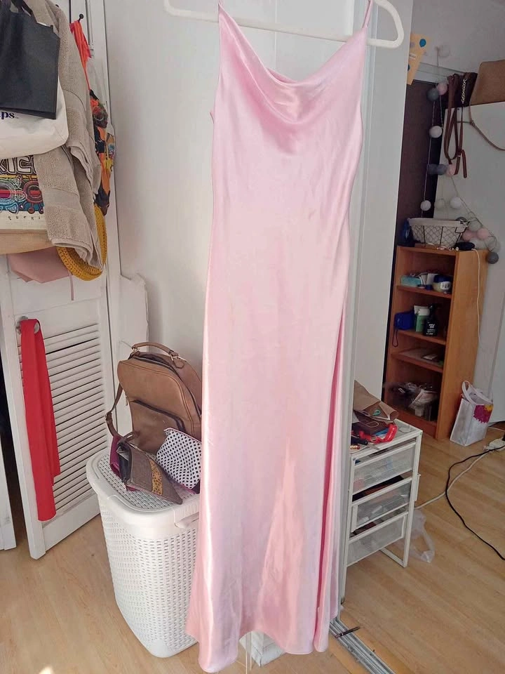 Light Pink Satin Cowl Neck Slip Dress size Medium